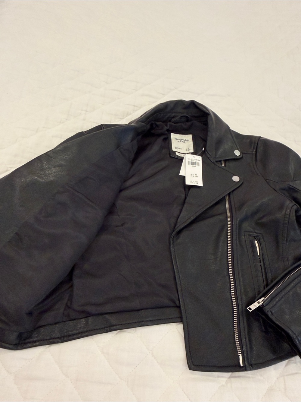 Abercrombie & Fitch Black Asymmetrical Faux Leather Moto Jacket - Picture 4 of 4